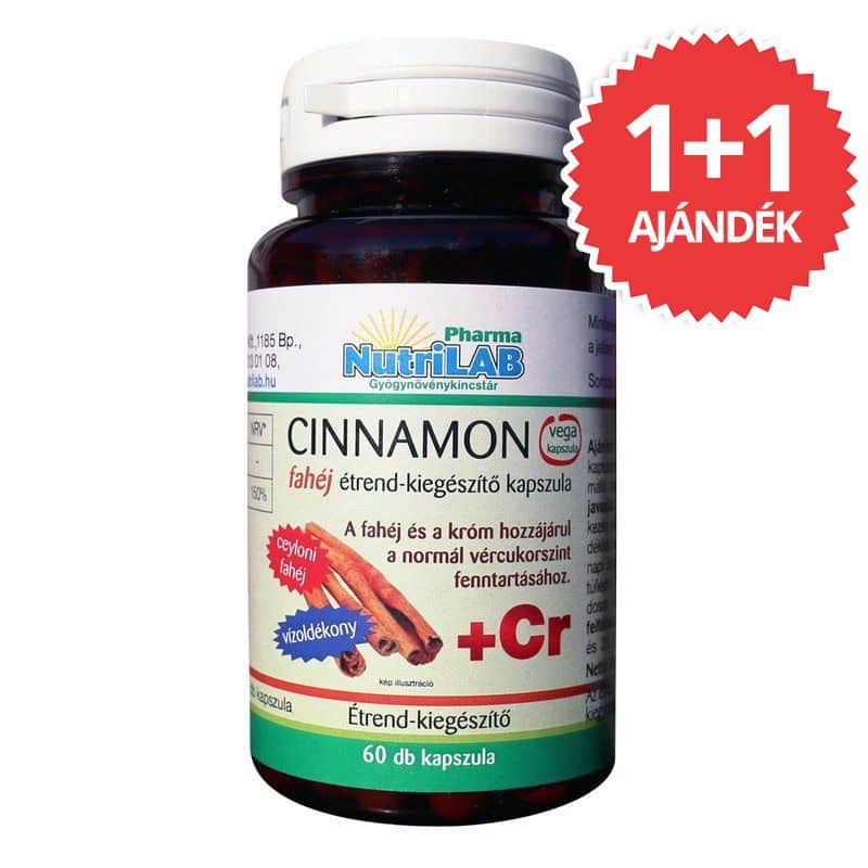 Nutrilab Cinnamon fahéj + króm kapszula 1+1 AJÁNDÉK - 2x60db 1 Nutrilab Cinnamon fahéj + króm kapszula 1+1 AJÁNDÉK - 2x60db