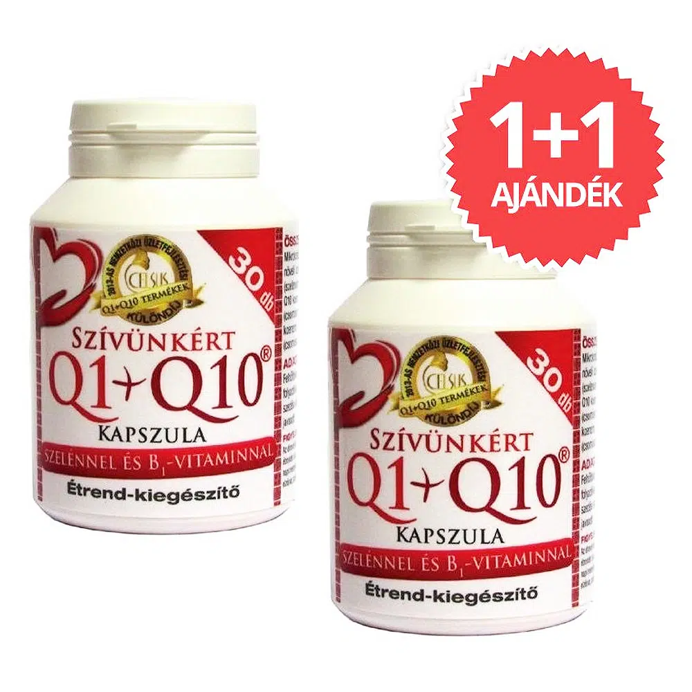 Celsus Szívünkért Q1+Q10+szelén+B1-vitamin kapszula 1+1 Akció - 2x30db 1 Celsus Szívünkért Q1+Q10+szelén+B1-vitamin kapszula 1+1 Akció - 2x30db