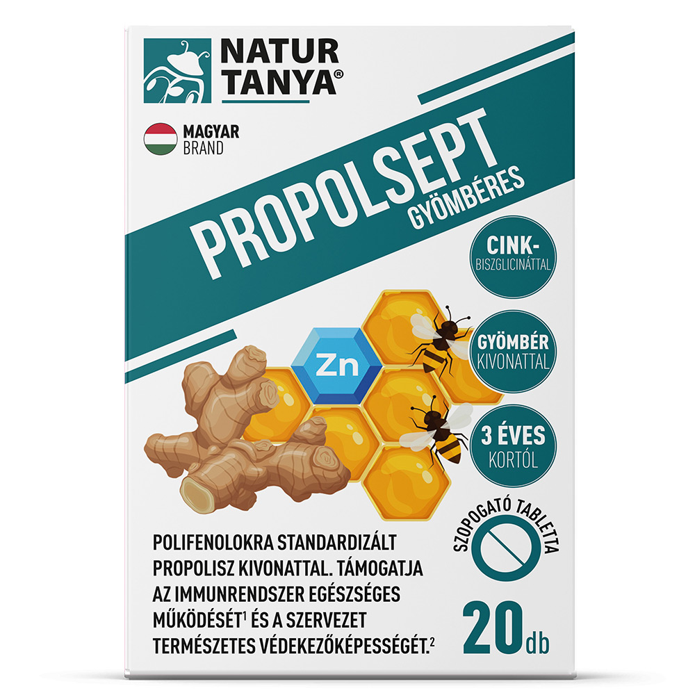 Natur Tanya Propolsept Gyömbéres - Propoliszos szopogató tabletta - 20db 1 Natur Tanya Propolsept Gyömbéres - Propoliszos szopogató tabletta - 20db