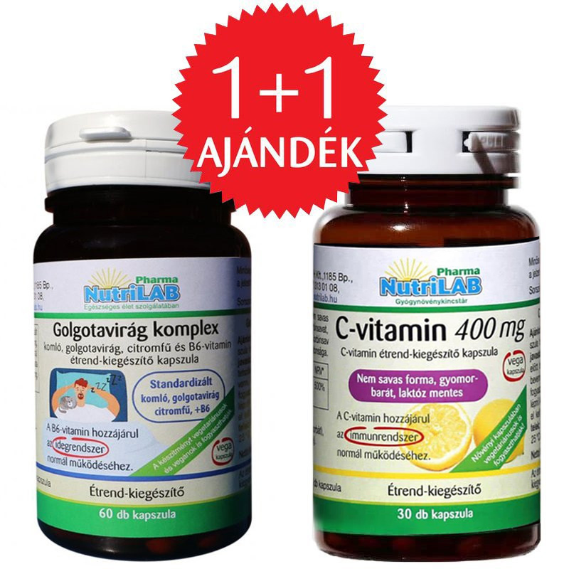Nutrilab Golgotavirág komplex kapszula + AJÁNDÉK C-vitamin kapszula - 60db+30db 1 Nutrilab Golgotavirág komplex kapszula + AJÁNDÉK C-vitamin kapszula - 60db+30db