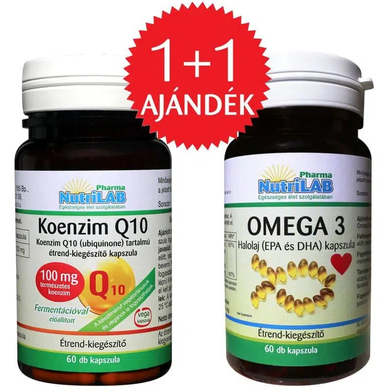 Nutrilab Koenzim Q10 Forte 100mg kapszula + AJÁNDÉK Omega-3 kapszula - 60db+60db 1 Nutrilab Koenzim Q10 Forte 100mg kapszula + AJÁNDÉK Omega-3 kapszula - 60db+60db