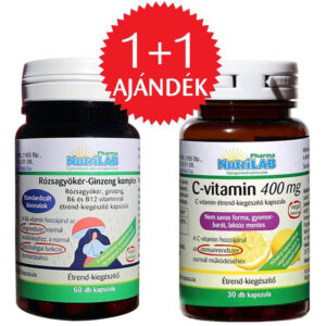 Nutrilab Rózsagyökér-Ginzeng komplex kapszula + AJÁNDÉK C-vitamin kapszula - 60db+30db