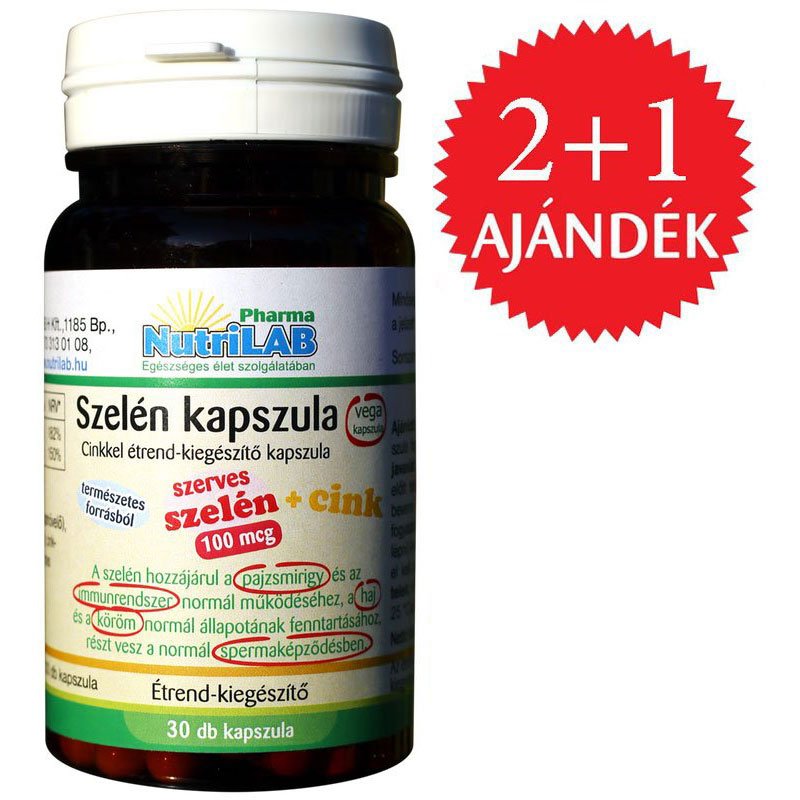 Nutrilab Szelén cinkkel kapszula 2+1 AKCIÓ - 3x30db 1 Nutrilab Szelén cinkkel kapszula 2+1 AKCIÓ - 3x30db