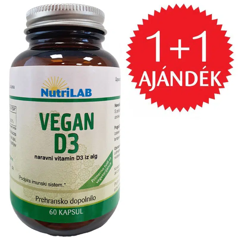Nutrilab Vega D3-vitamin Algából kapszula 1+1 AJÁNDÉK - 2x60db 1 Nutrilab Vega D3-vitamin Algából kapszula 1+1 AJÁNDÉK - 2x60db