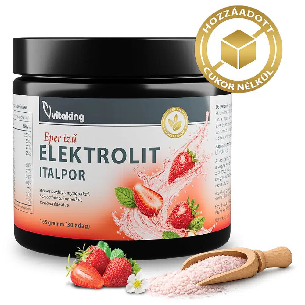 Vitaking Elektrolit eper ízű italpor - 165g 1 Vitaking Elektrolit eper ízű italpor - 165g