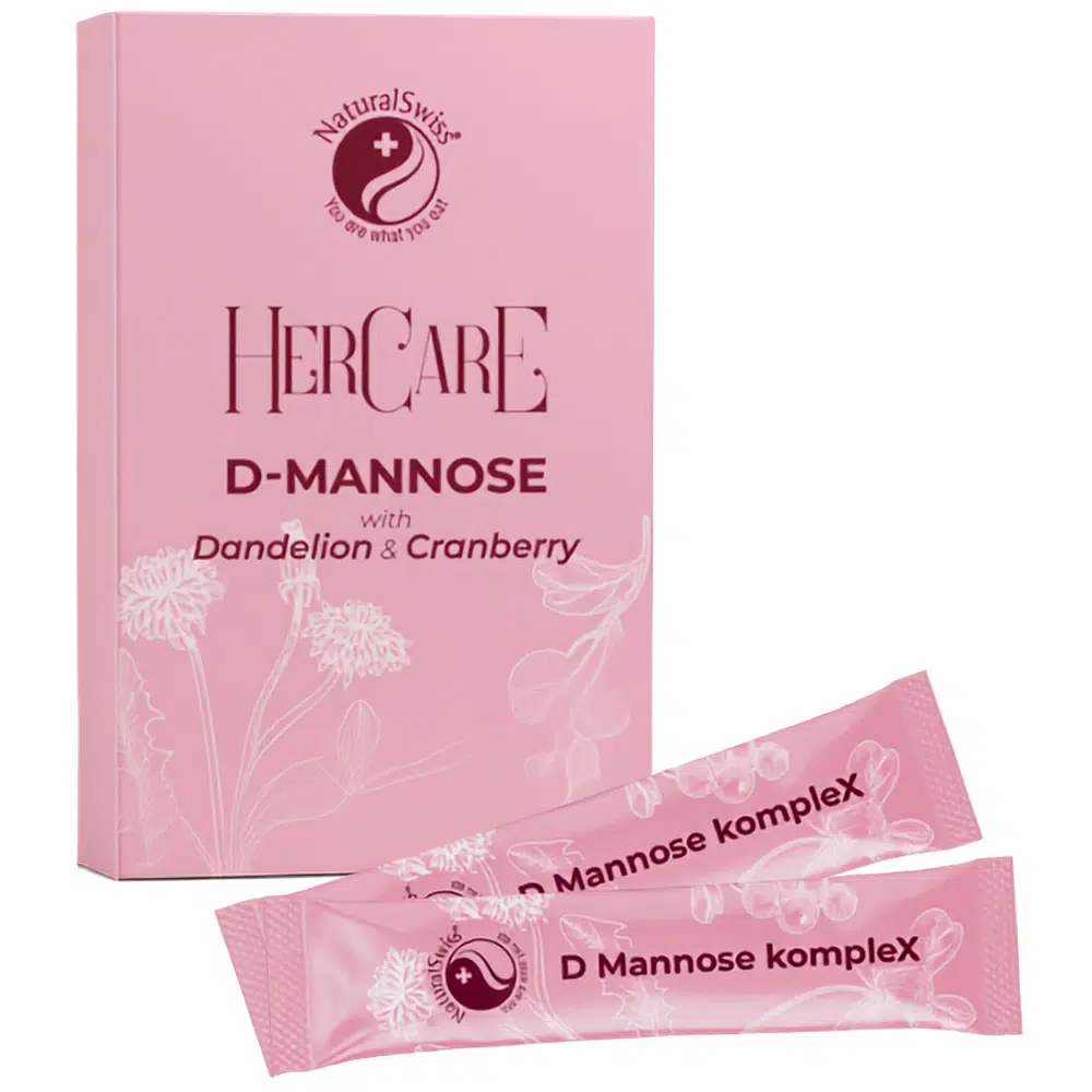 Natural Swiss HerCare D-mannóz por gyermekláncfűvel és tőzegáfonyával - 15 tasak 1 Natural Swiss HerCare D-mannóz por gyermekláncfűvel és tőzegáfonyával - 15 tasak