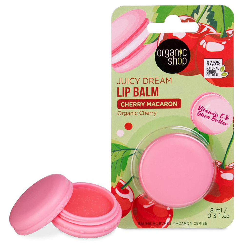 Organic Shop „Cseresznyés macaron” ajakbalzsam bio cseresznyével - 8ml 1 Organic Shop „Cseresznyés macaron” ajakbalzsam bio cseresznyével - 8ml