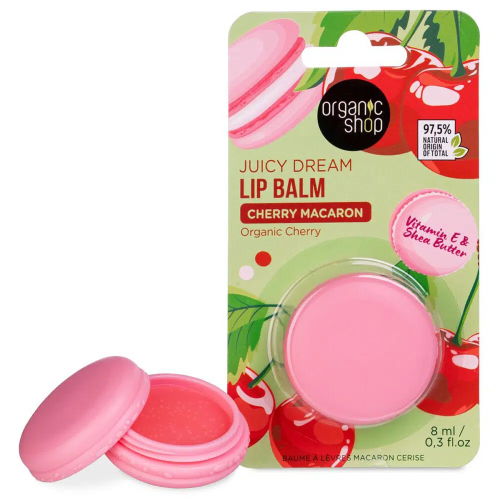 Organic Shop „Cseresznyés macaron” ajakbalzsam bio cseresznyével - 8ml 1 Organic Shop „Cseresznyés macaron” ajakbalzsam bio cseresznyével - 8ml