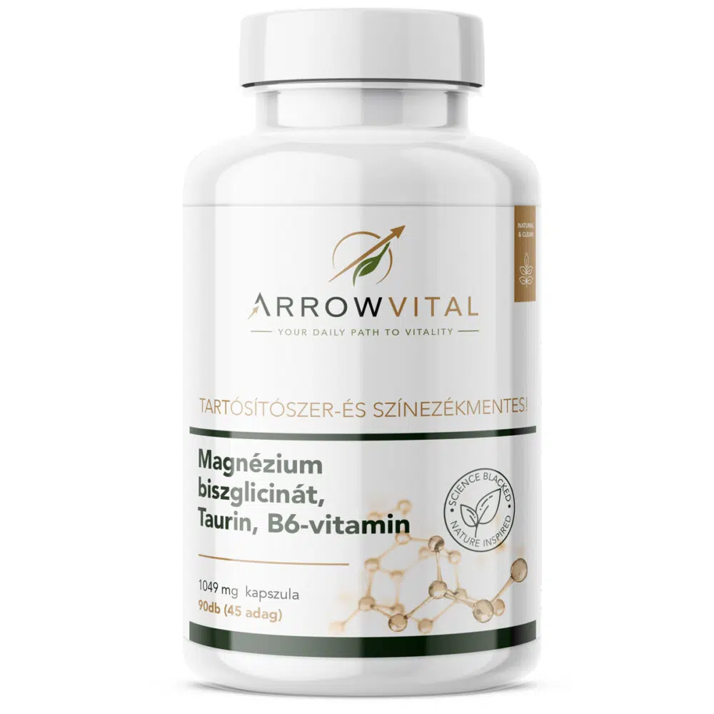 Arrowvital Magnézium Biszglicinát + Taurin + B6-vitamin kapszula - 90db 1 Arrowvital Magnézium Biszglicinát + Taurin + B6-vitamin kapszula - 90db
