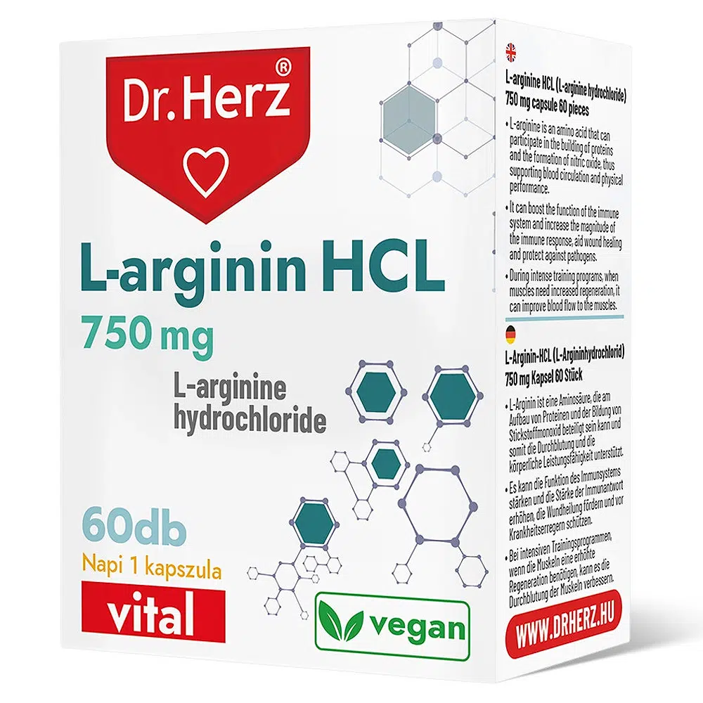 Dr. Herz L-arginin HCL 750mg kapszula - 60db 1 Dr. Herz L-arginin HCL 750mg kapszula - 60 db