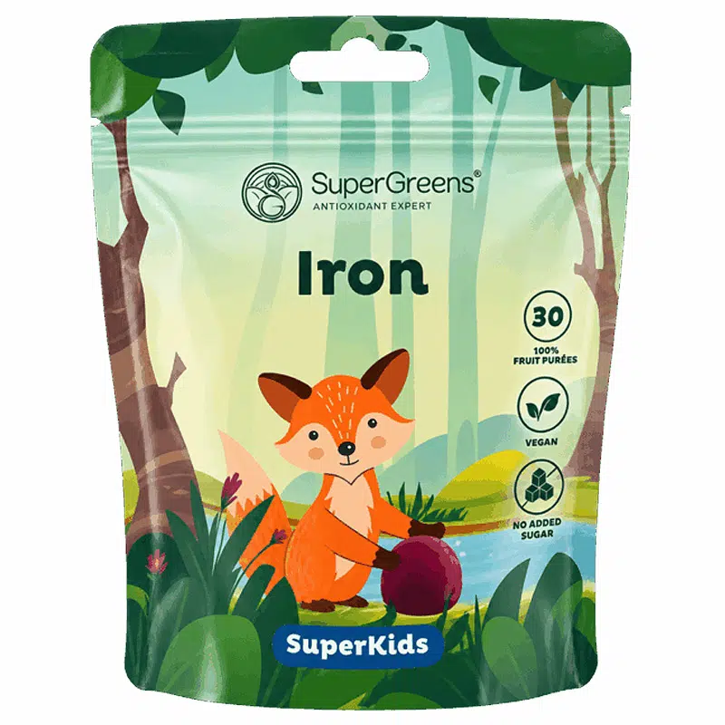 SuperGreens SuperKids Vas formázott gyümölcspüré falatkák gyerekeknek - 30db 1 SuperGreens SuperKids Vas formázott gyümölcspüré falatkák gyerekeknek - 30db