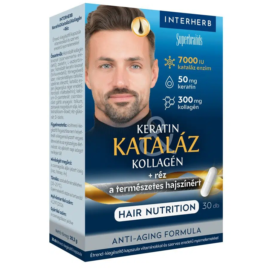 Interherb Keratin & Kataláz & Kollagén Hair Nutrition kapszula - 30db 1 Interherb Keratin & Kataláz & Kollagén Hair Nutrition kapszula - 30db